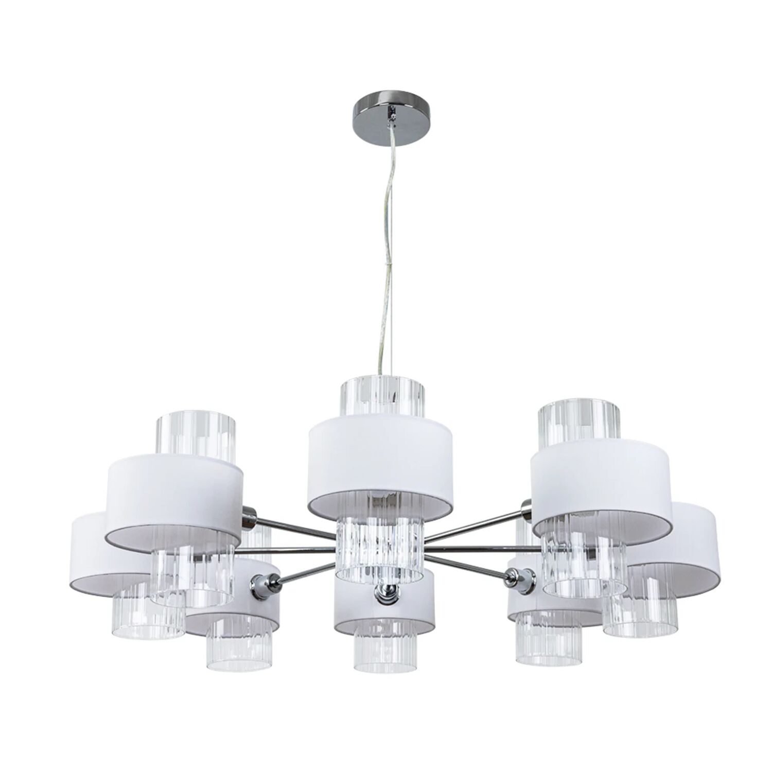 Подвесная люстра Arte Lamp Fantasia A4076LM-8CC, арматура хром, плафон ткань / стекло белое