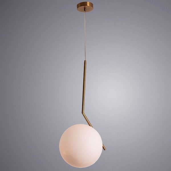 Подвесной светильник Arte Lamp Bolla-Unica A1922SP-1AB, арматура бронза, плафон стекло белое, 30х30 см