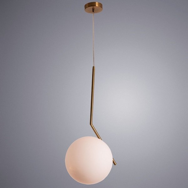 Подвесной светильник Arte Lamp Bolla-Unica A1922SP-1AB, арматура бронза, плафон стекло белое, 30х30 см - фото 1