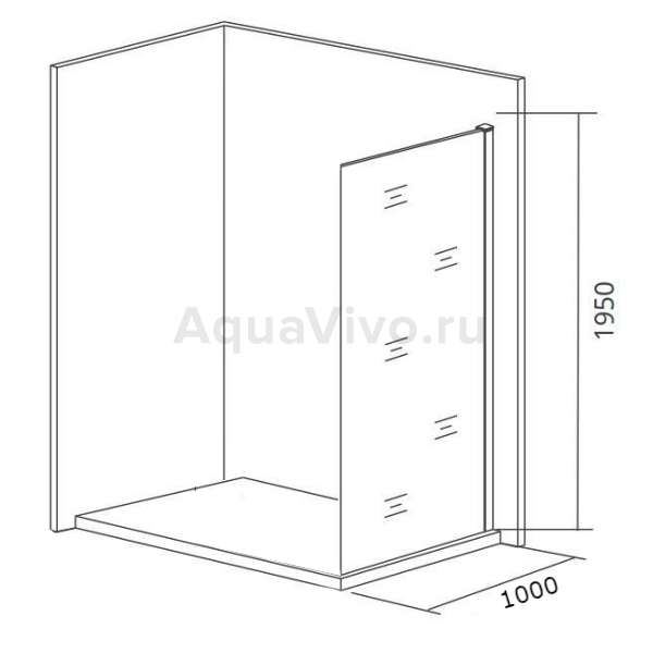 Душевая перегородка боковая Good Door Walk In SP+P-100-C-В 100х195, стекло прозрачное, профиль черный, со стыковочным профилем, без штанги