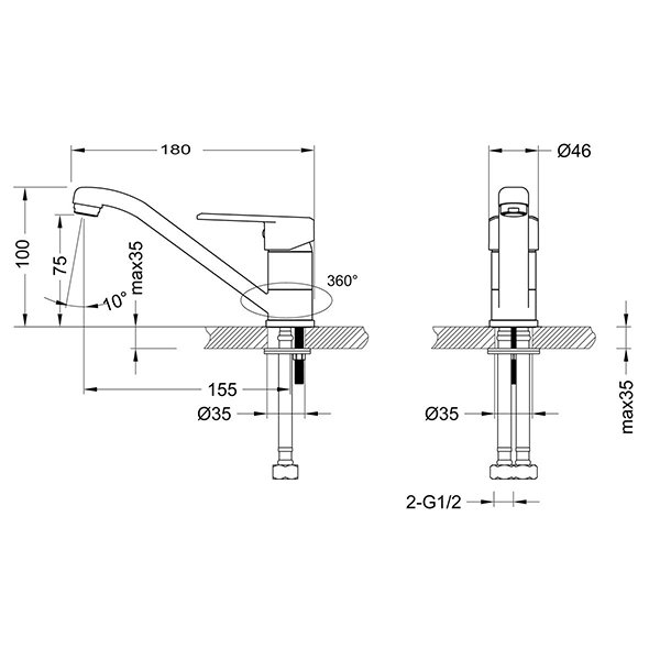 Смеситель Lemark Point LM0307C для раковины, цвет хром - фото 1