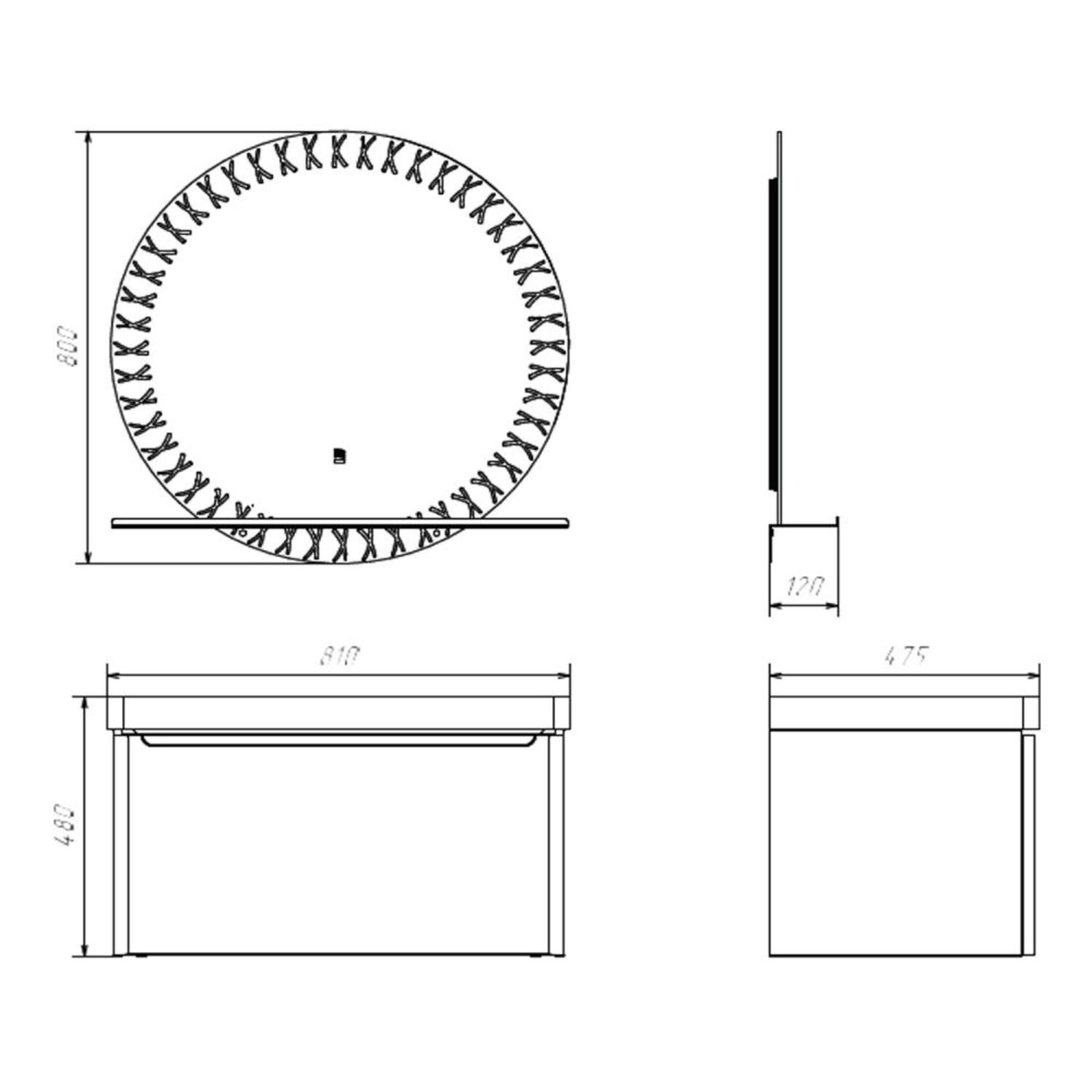 Зеркало Comforty Арзамас 80, с подсветкой, с полкой, цвет графит - фото 1