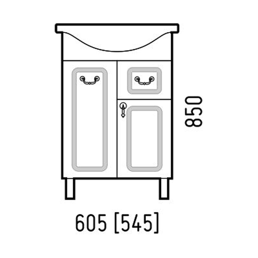 Тумба под раковину Corozo Элегия Ретро 60, с бронзовыми ручками, цвет белый - фото 1