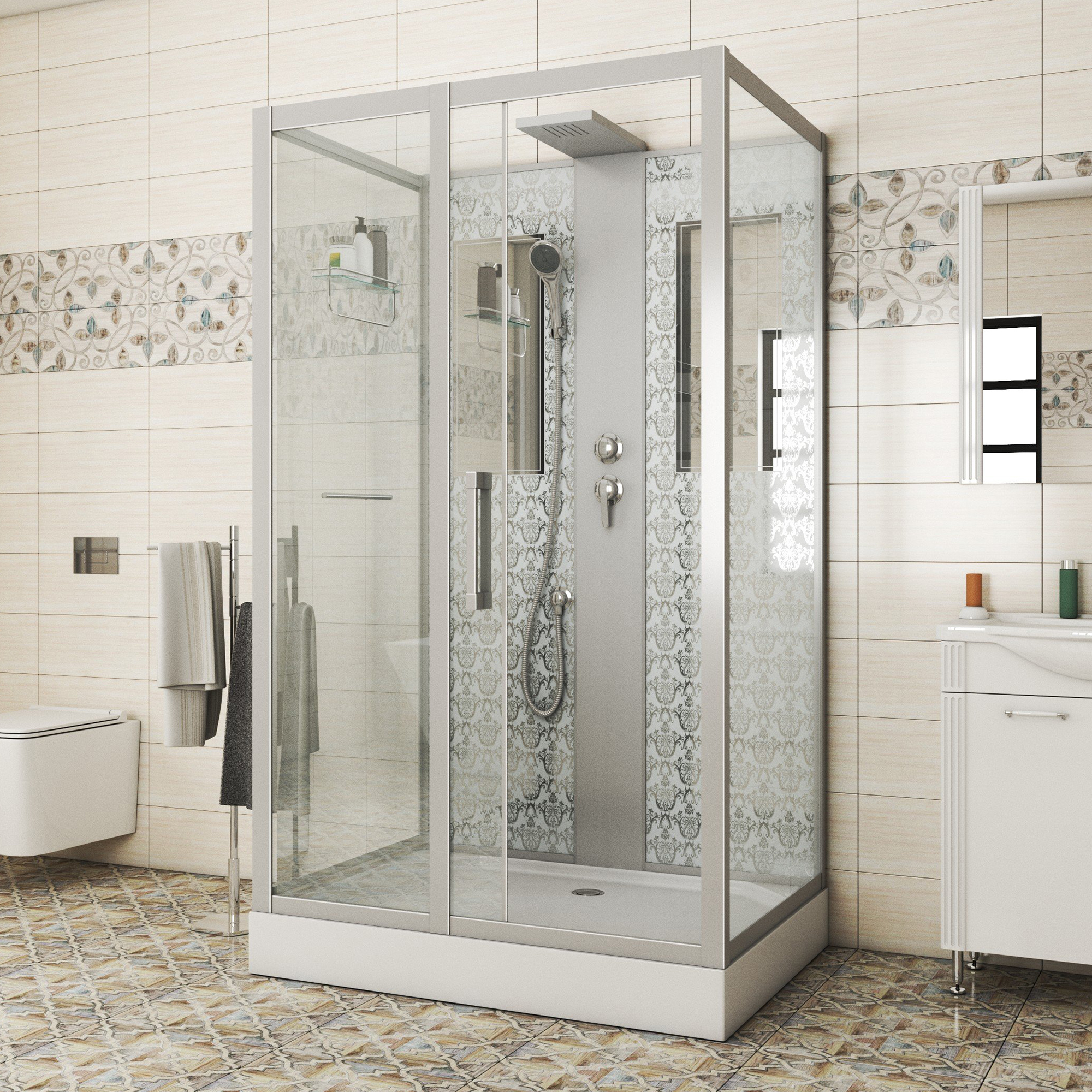 Душевая кабина Niagara Luxe NG-7711WBK 120x90, стекло прозрачное, профиль серебро, без крыши
