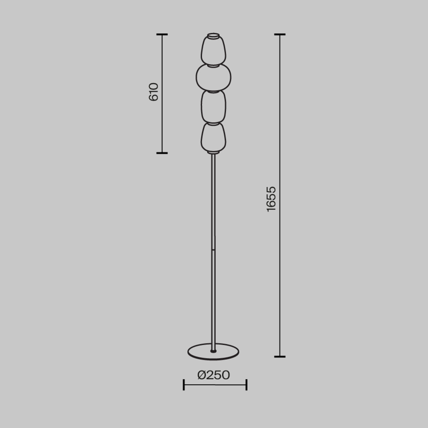 Торшер Maytoni Pattern MOD267FL-L32CH3K, арматура хром, плафон стекло белое / серое - фото 1