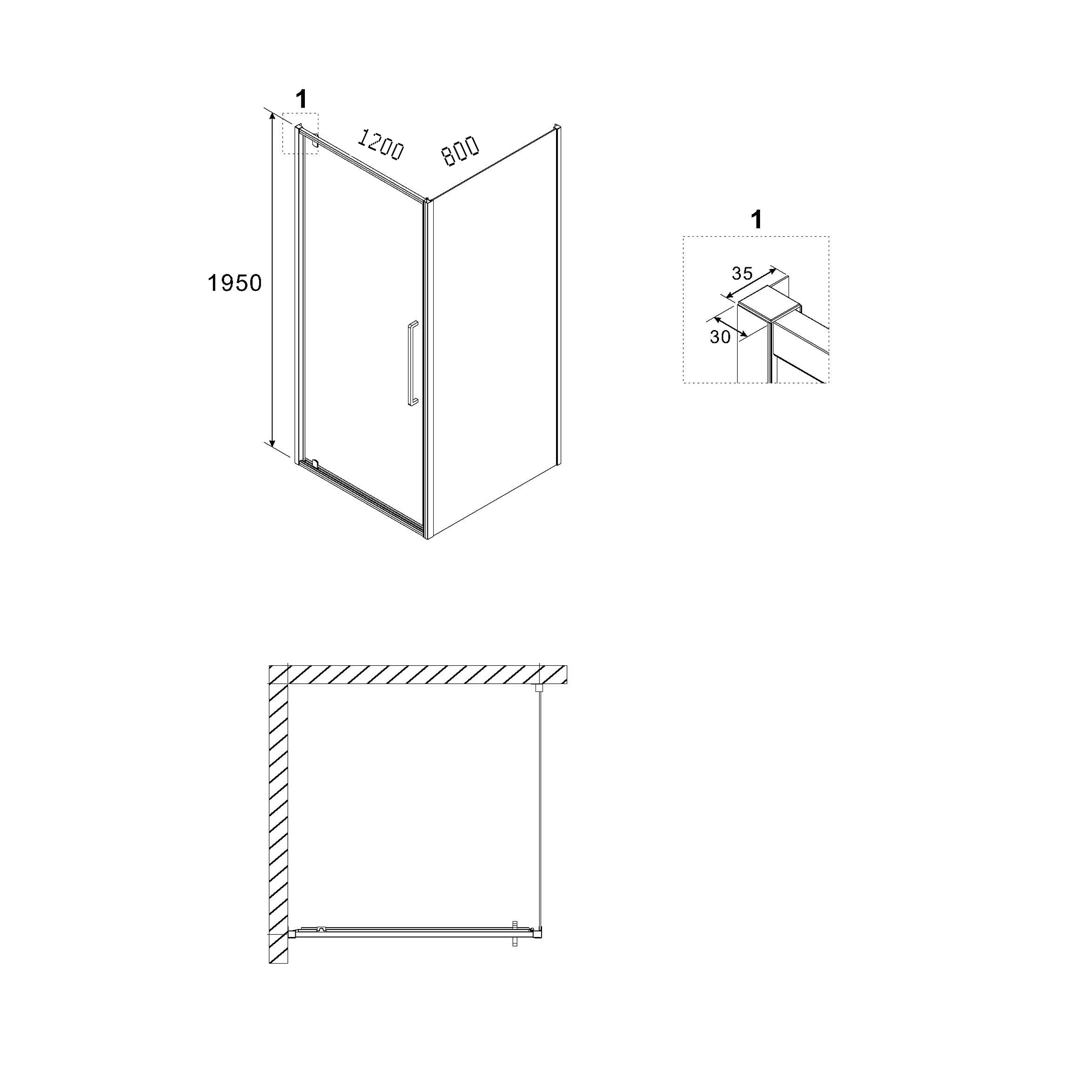 Душевой уголок Niagara Nova NG-85-12AB-A80B-34 120x80, стекло прозрачное, профиль черный матовый