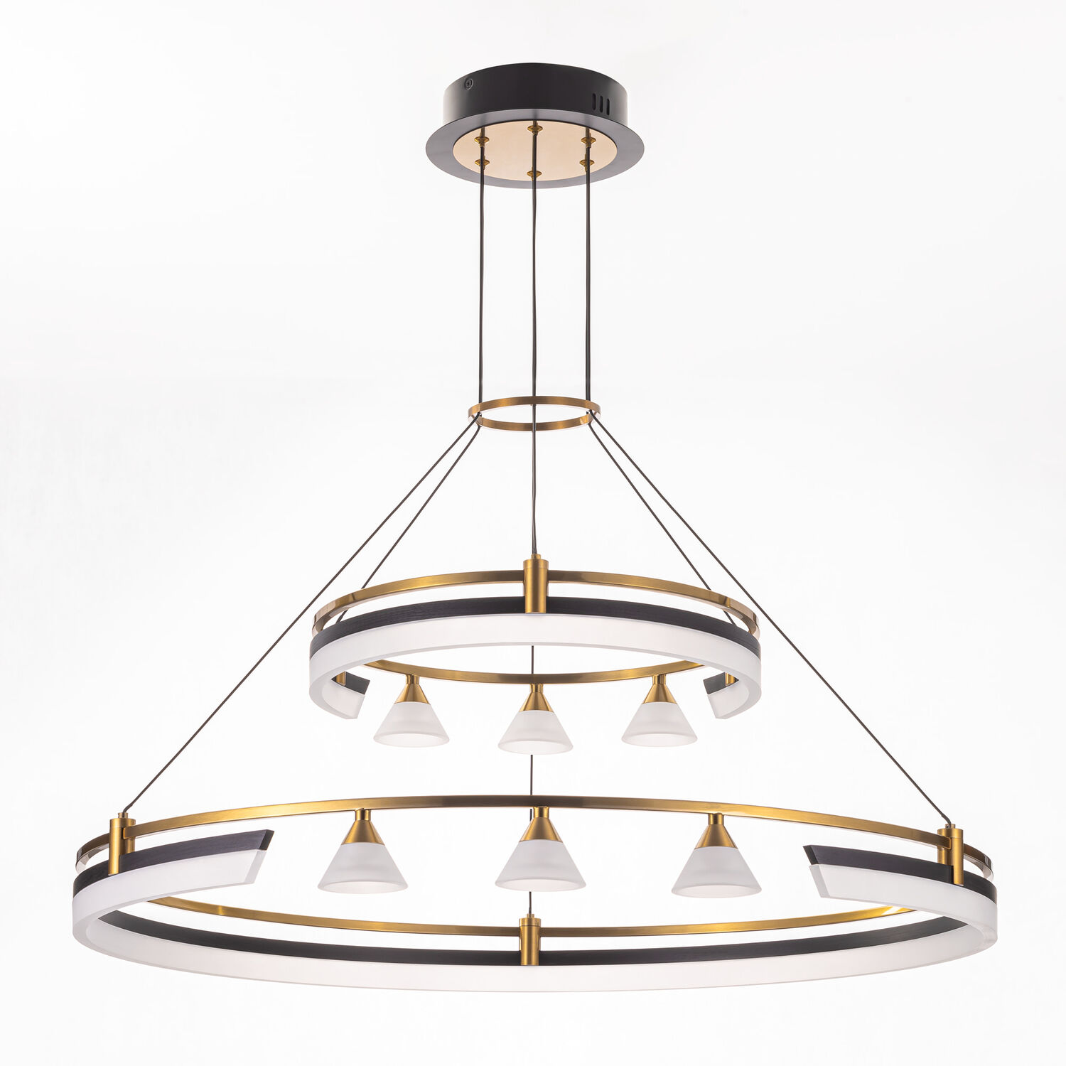 Подвесная люстра Citilux Helly CL211092, арматура черная / бронза, плафоны полимер белый - фото 1