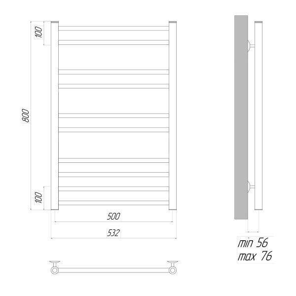 Полотенцесушитель Lemark Ursus П10 50x80 водяной, цвет хром