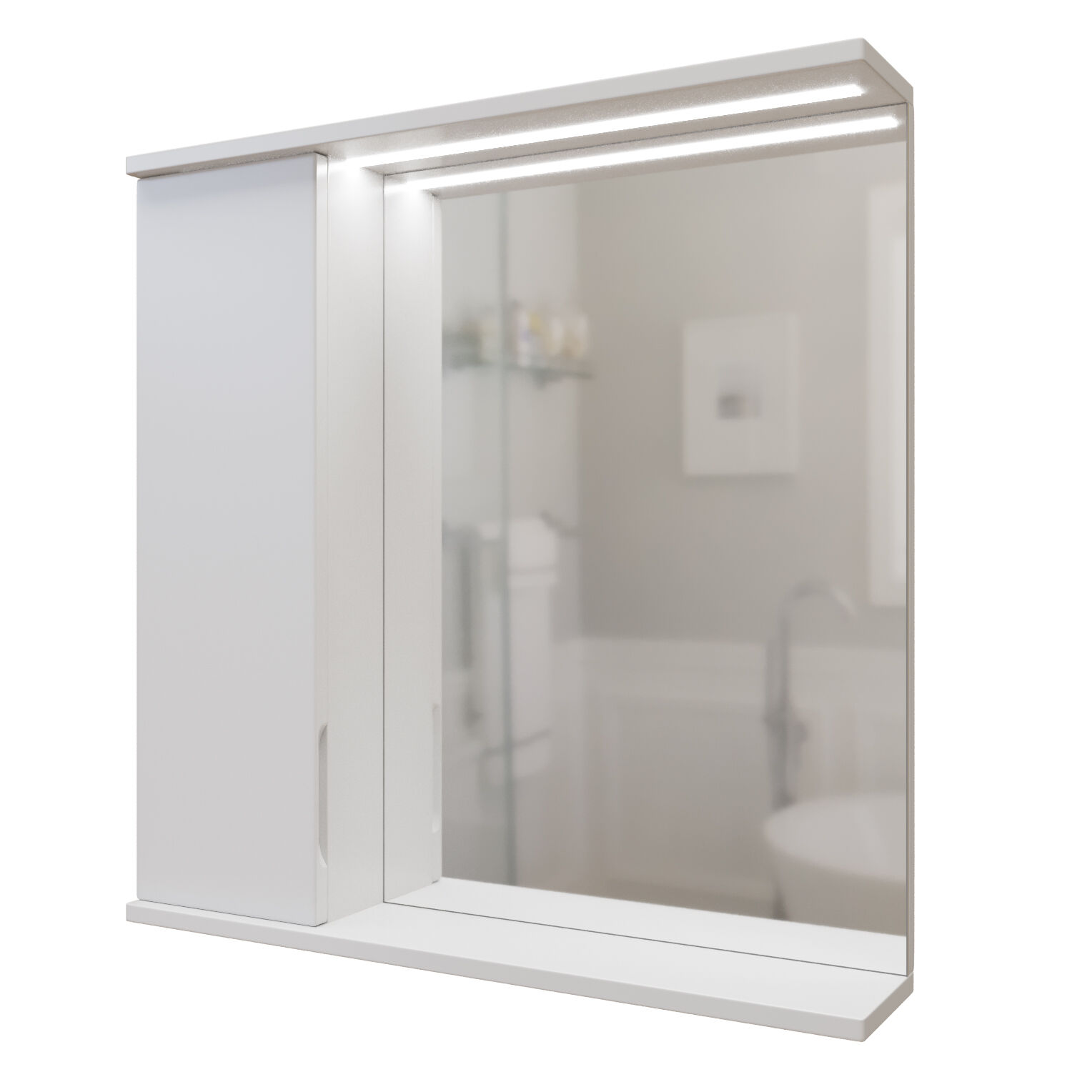 Шкаф-зеркало Mixline Лайн 70, левый, с подсветкой, цвет белый - фото 1