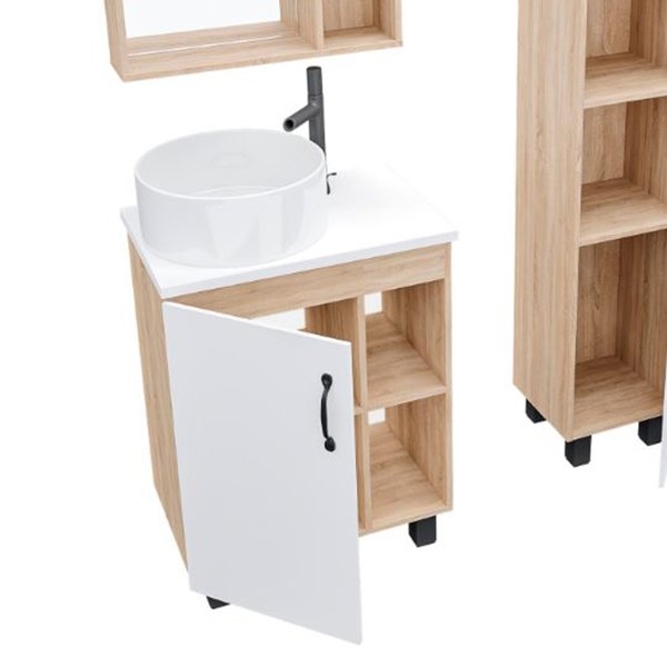 Мебель для ванной Grossman Флай 60, цвет белый / дуб сонома - фото 1