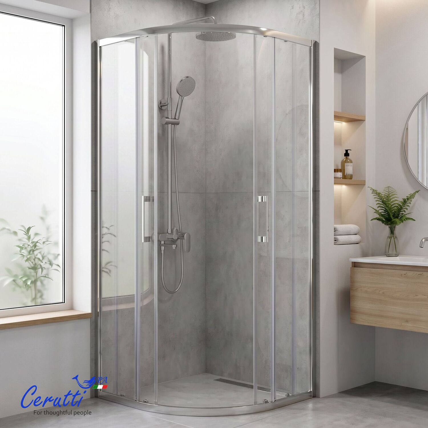 Душевой уголок CeruttiSPA Viva 90 N 90x90, стекло прозрачное, профиль хром