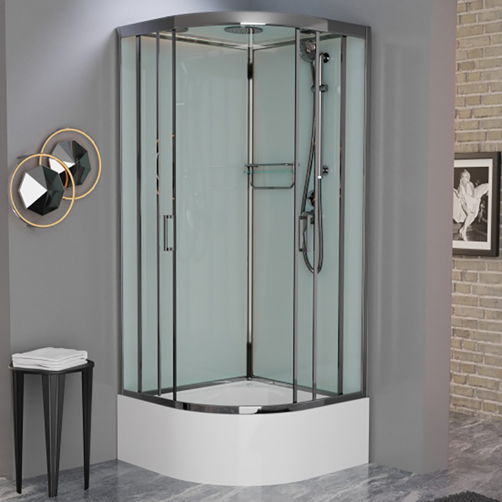 Душевая кабина Frank F409/2 М Brilliant 90x90, с полотенцедержателем, стекло матовое, профиль хром