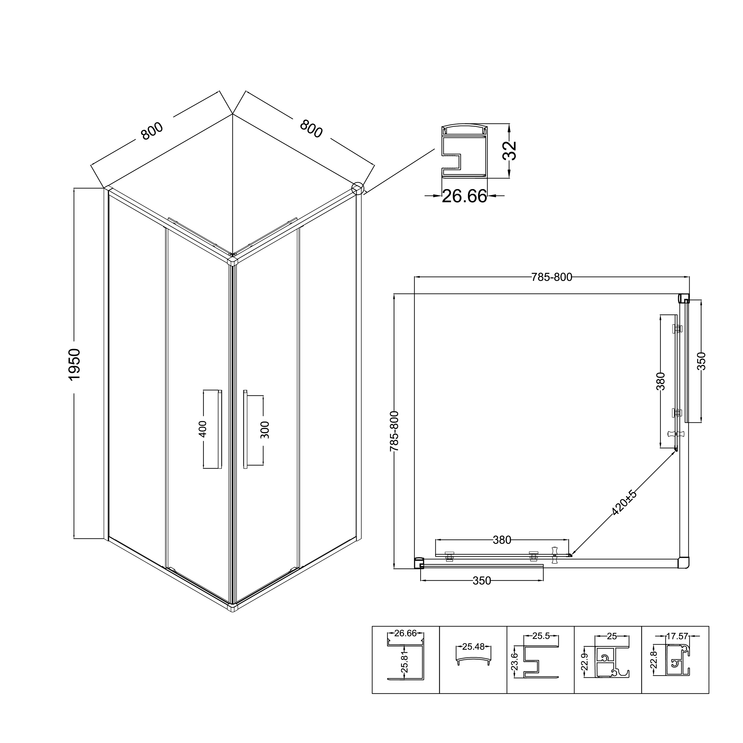 Душевой уголок Niagara Nova NG-3622-34 80x80, стекло шиншилла, профиль хром