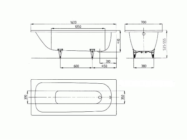 Ванна Kaldewei Saniform Plus 362-1 стальная 160х70 с покрытием Perl-Effekt