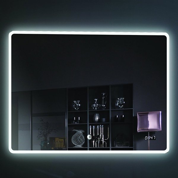 Зеркало Esbano ES-2073KDS 100x80, LED подсветка, функция антизапотевания, часы, сенсорный выключатель