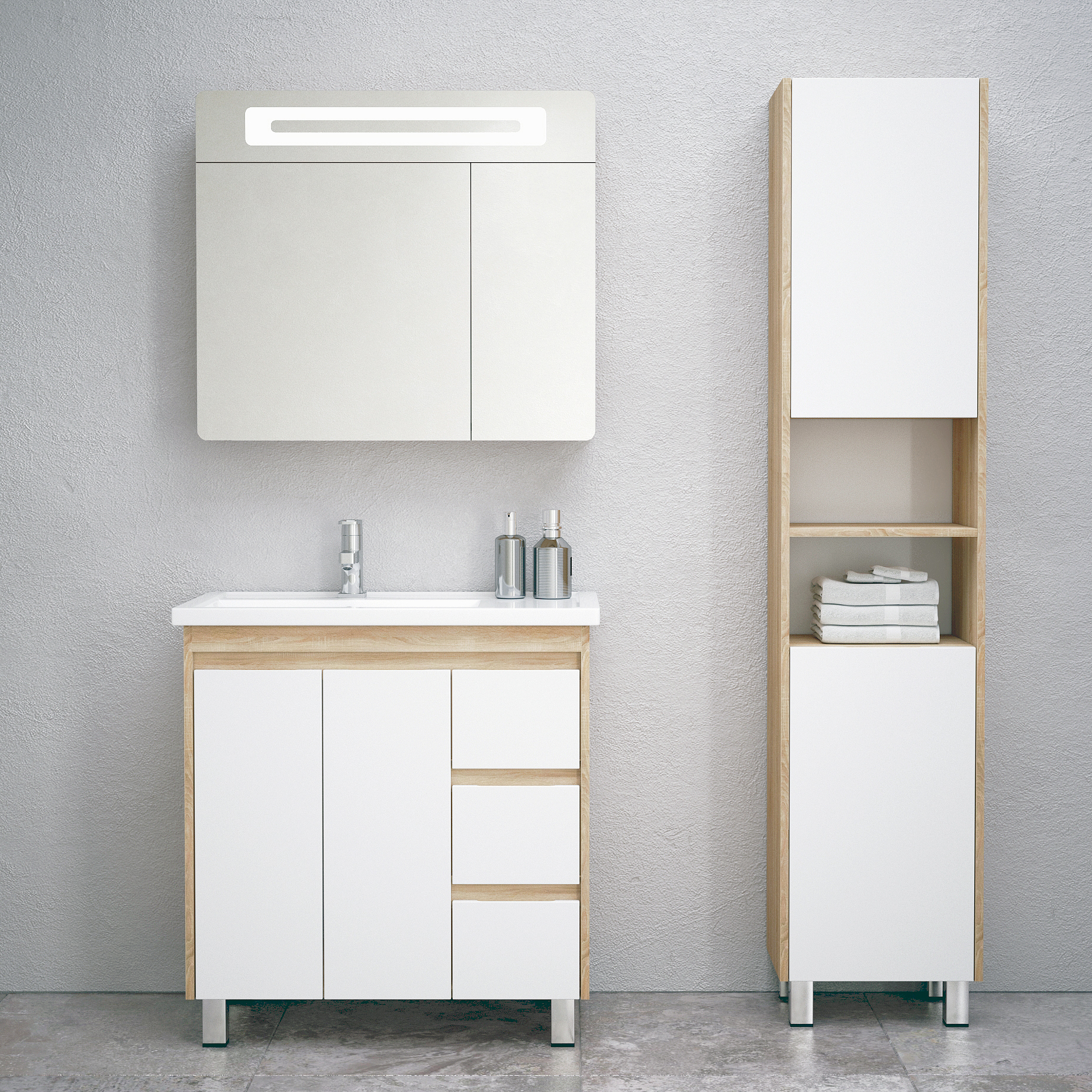 Мебель для ванной Corozo Остин 80, цвет дуб сонома