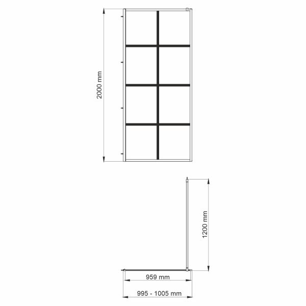 Душевая перегородка WasserKRAFT GlanWasserSchutz 66W44 100x200, стекло прозрачное с принтом, профиль черный - фото 1