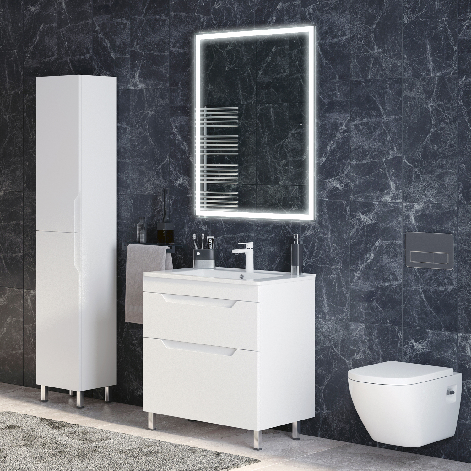 Мебель для ванной Corozo Юта 75, напольная, цвет белый