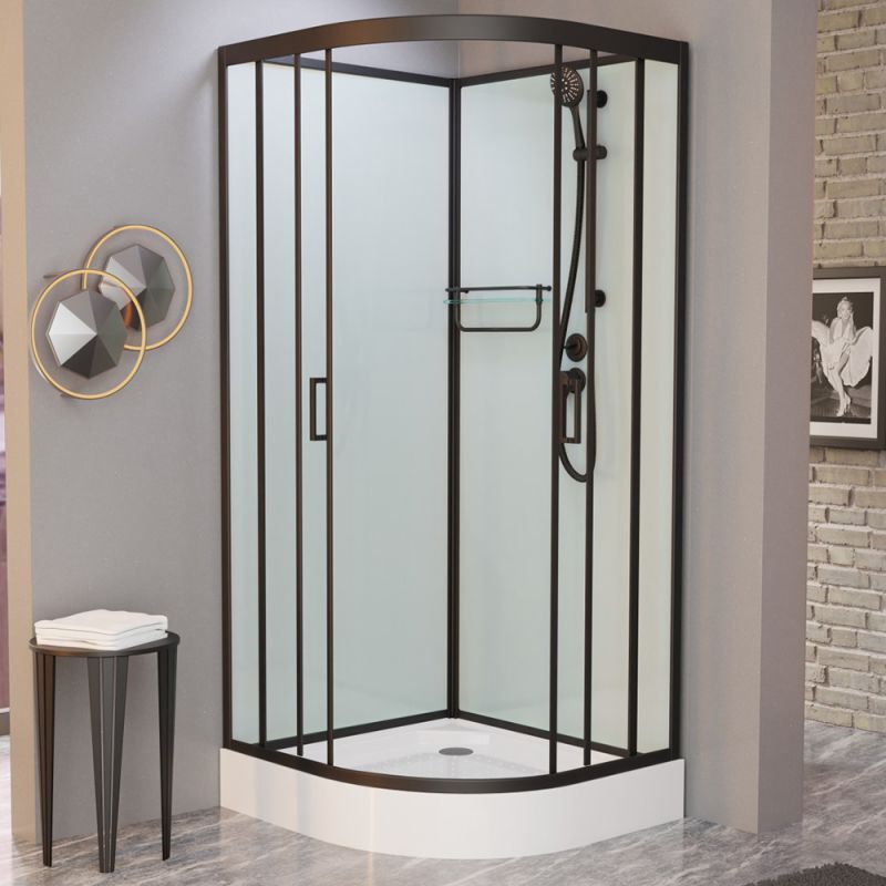 Душевая кабина Frank F400 Black 100x100, с полотенцедержателем, стекло прозрачное, профиль черный, без крыши