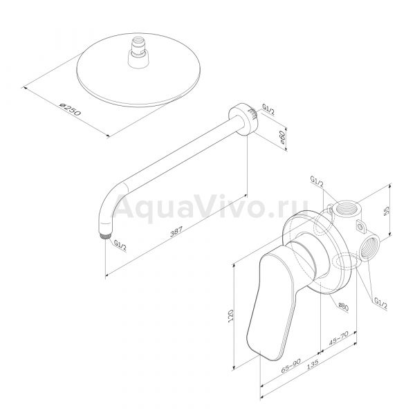 Душевой комплект AM.PM X-Joy FB85A2R010, встраиваемый, цвет хром - фото 1