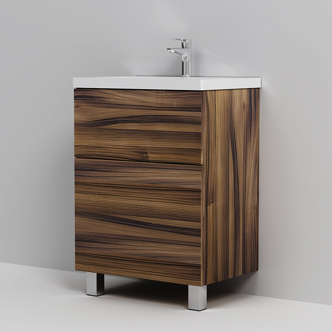 Тумба под раковину AM.PM Gem 60 напольная, 2 ящика, цвет орех