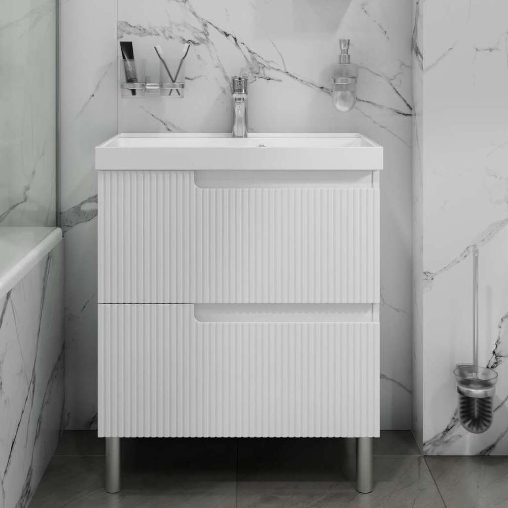 Мебель для ванной Санта Альтаир 70, напольная, 2 ящика, цвет белый глянец - фото 1