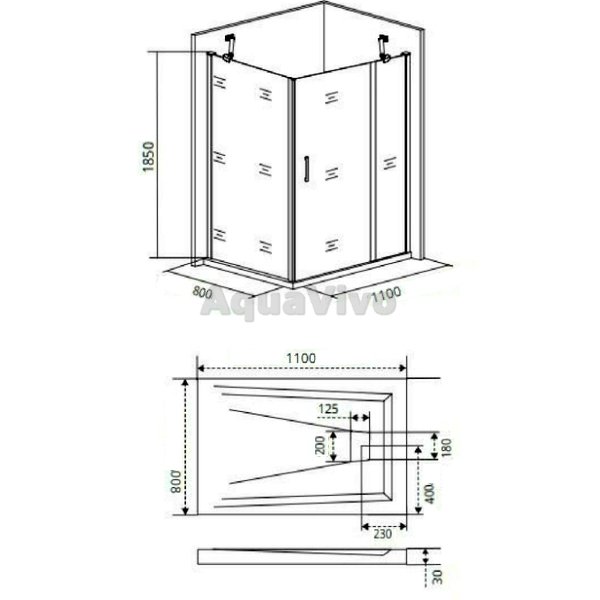 Душевой уголок Good Door Mokka WTW+SP-C-WE 110x80, стекло прозрачное, профиль белый - фото 1