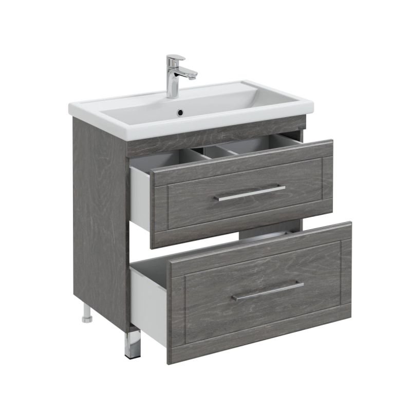 Тумба под раковину Санта Венера 80 напольная, цвет дуб шале графит - фото 1