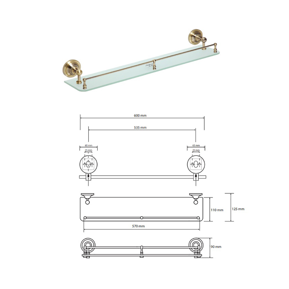 Полка Bemeta Retro 144102267 матовое стекло, 60 см