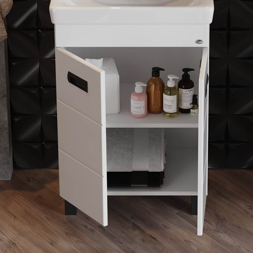 Мебель для ванной Оника Балтика-Квадро Black 60, цвет белый / черный - фото 1