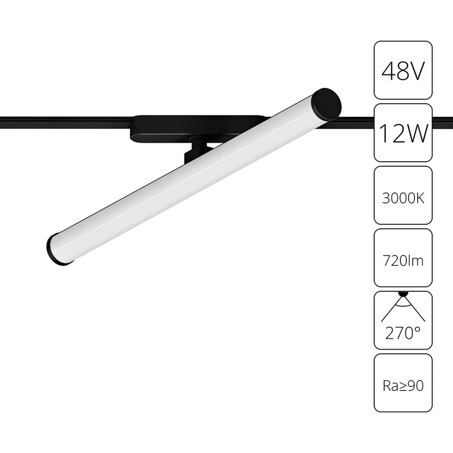 Магнитный трековый светильник Arte Lamp Rapid A1165PL-1BK, арматура черная   