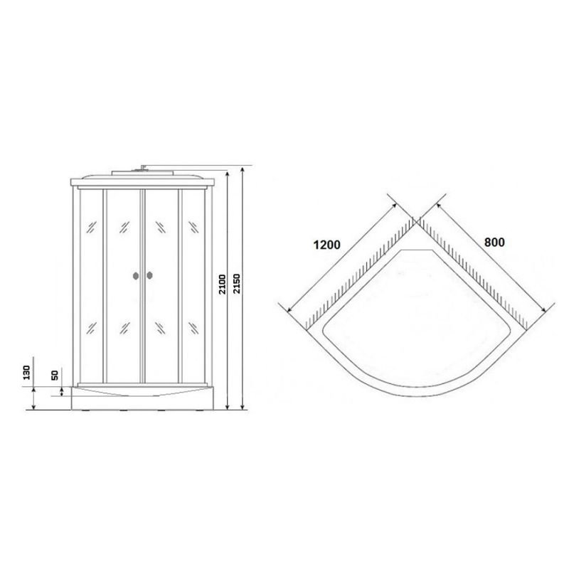 Душевая кабина Niagara Eco NG-4512-14 L Black 120х80, левая, стекло мозаика, профиль серебро, с крышей - фото 1