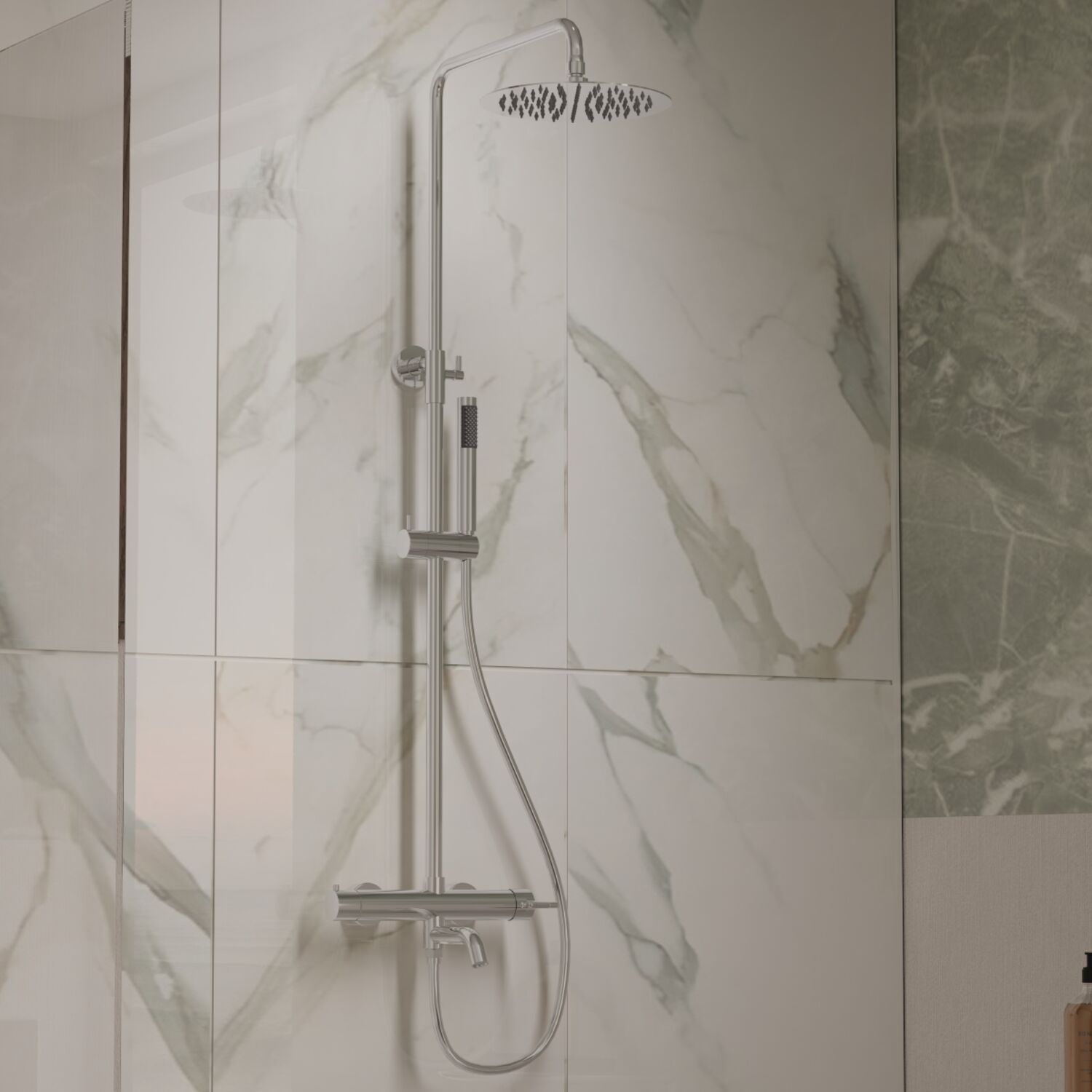 Душевая стойка Vincea Villa VSFS-1VL1CH, с верхним душем, смесителем, цвет хром - фото 1