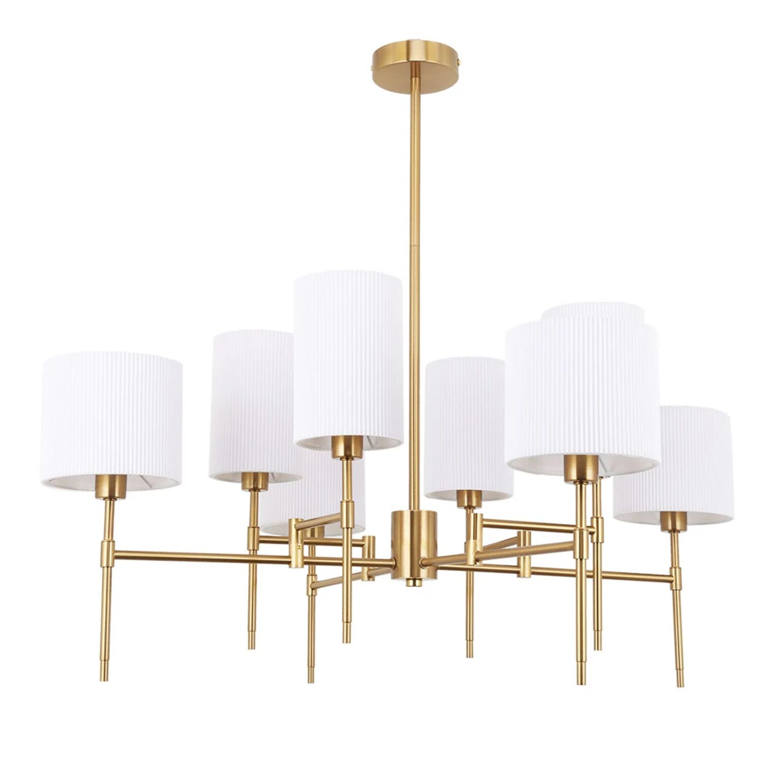 Подвесная люстра Arte Lamp Debora A4108LM-8PB, арматура полированная медь, плафон ткань белая