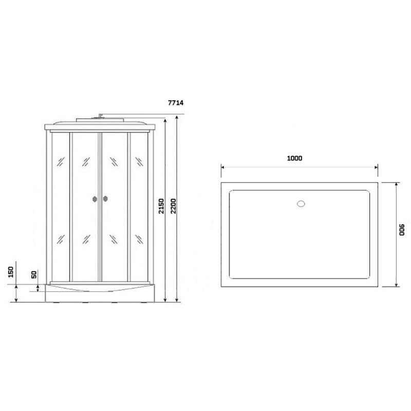 Душевая кабина Niagara Luxe NG-7714W 100x90, стекло прозрачное, профиль серебро, с крышей, с гидромассажем, с пультом управления - фото 1