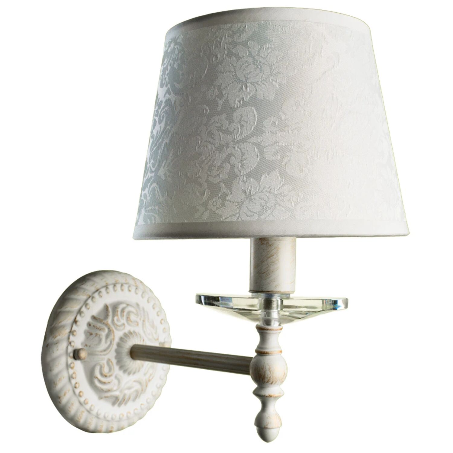 Бра Arte Lamp Granny A9566AP-1WG, арматура бело-золотой, плафон ткань белая