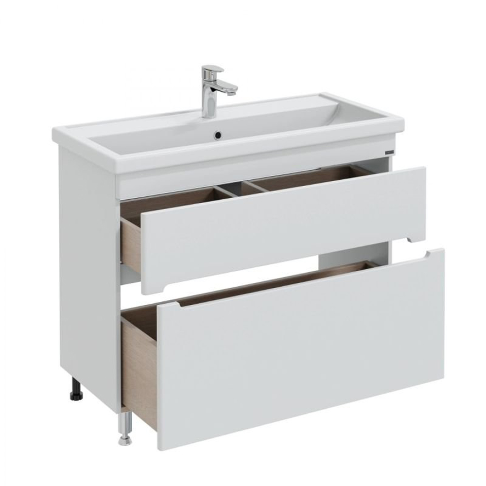 Тумба под раковину Санта Лондон 100 напольная, с ящиками, цвет белый - фото 1