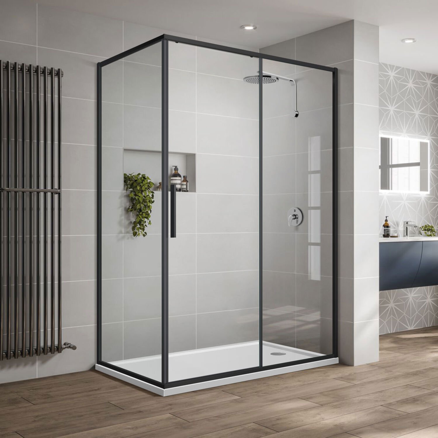 Душевой уголок Vincea Slim-U VSP-2SU 120x90, стекло прозрачное, профиль черный