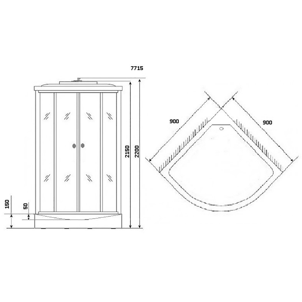 Душевая кабина Niagara Luxe NG-7715G 90x90, стекло прозрачное, профиль золото, с крышей, с гидромассажем, с пультом управления - фото 1