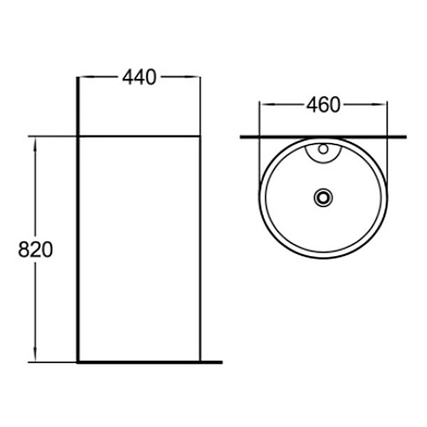 Раковина SantiLine SL-4003 MB напольная, 46x44 см, цвет черный матовый