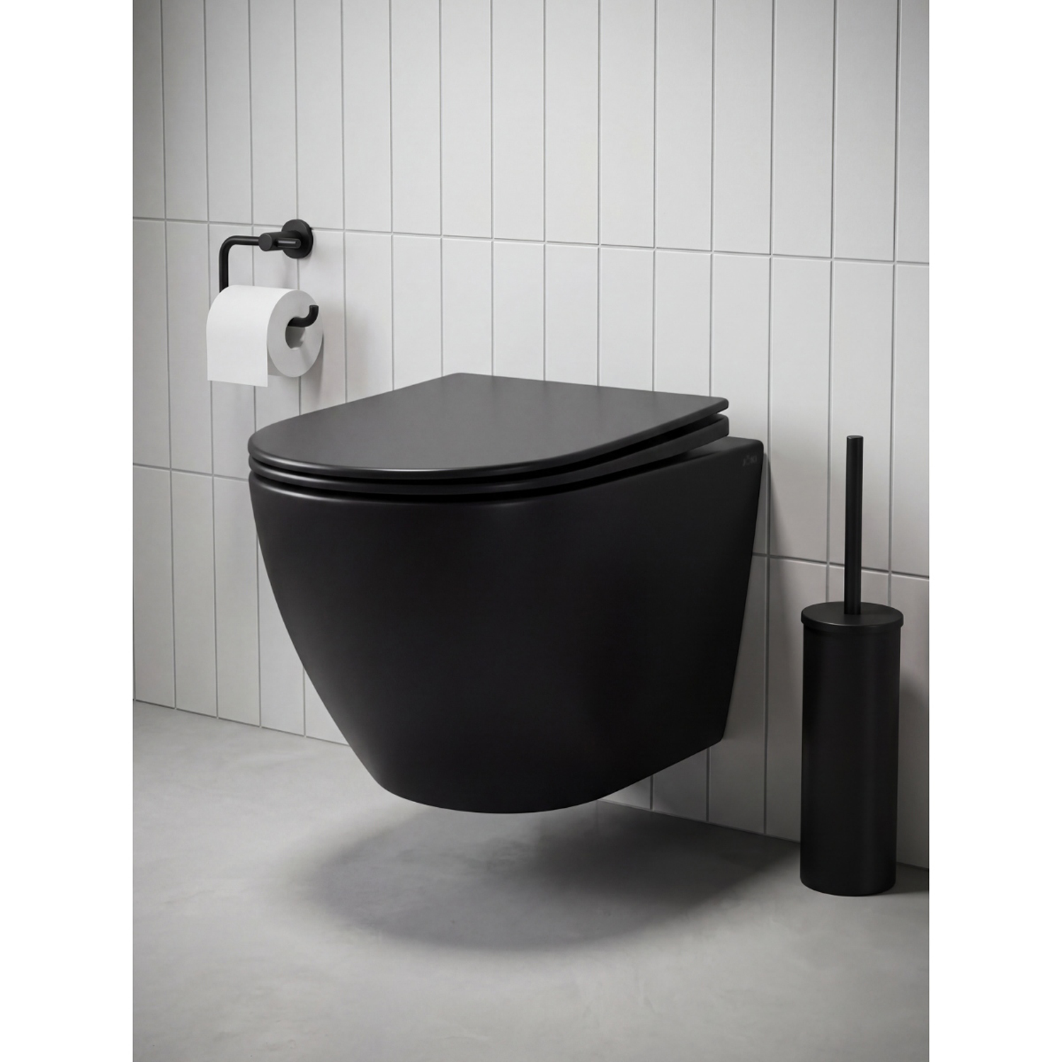 Унитаз Joki Стелла T JK1141020MB подвесной, безободковый, смыв Торнадо, с сиденьем микролифт, цвет черный матовый
