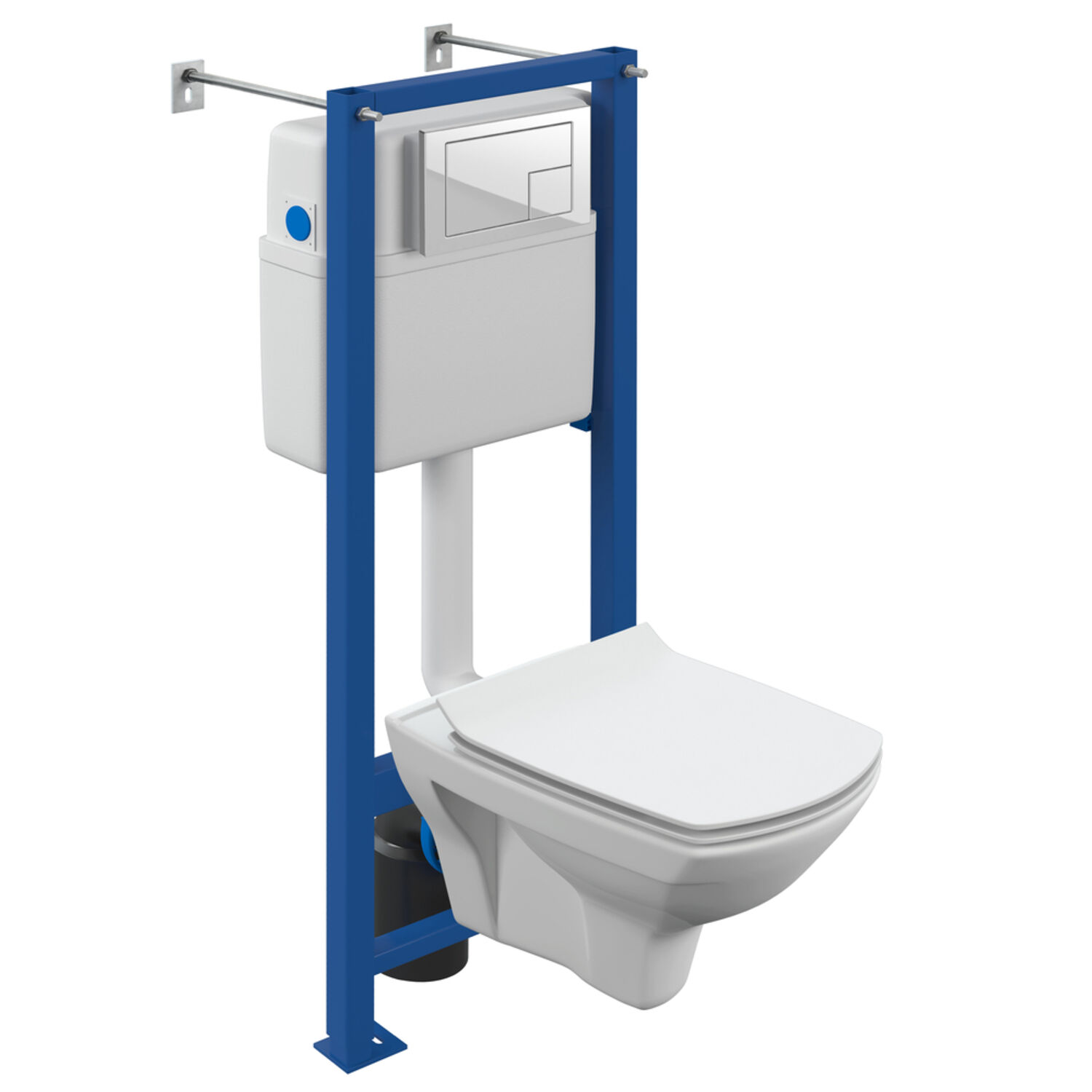 Комплект Cersanit: Унитаз Carina XL CO DPL EO Slim + Инсталляция Vector + Кнопка Corner белая