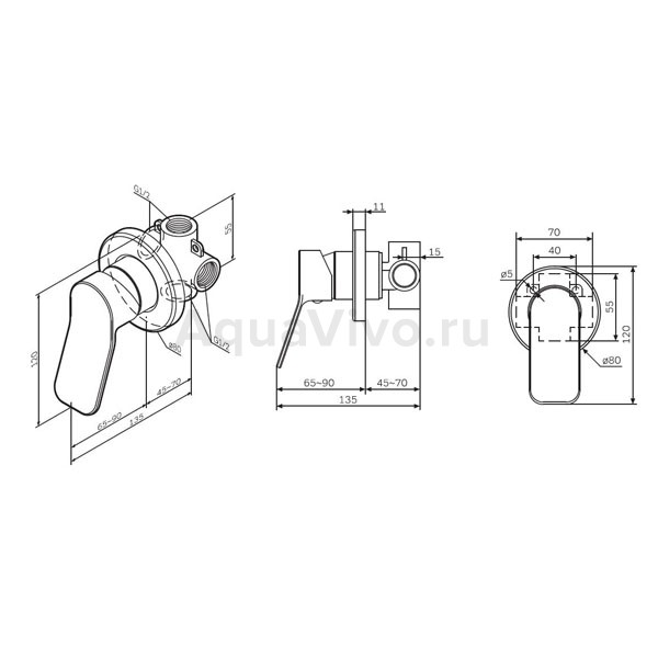 Смеситель AM.PM X-Joy F85A65000 для душа, встраиваемый, цвет хром