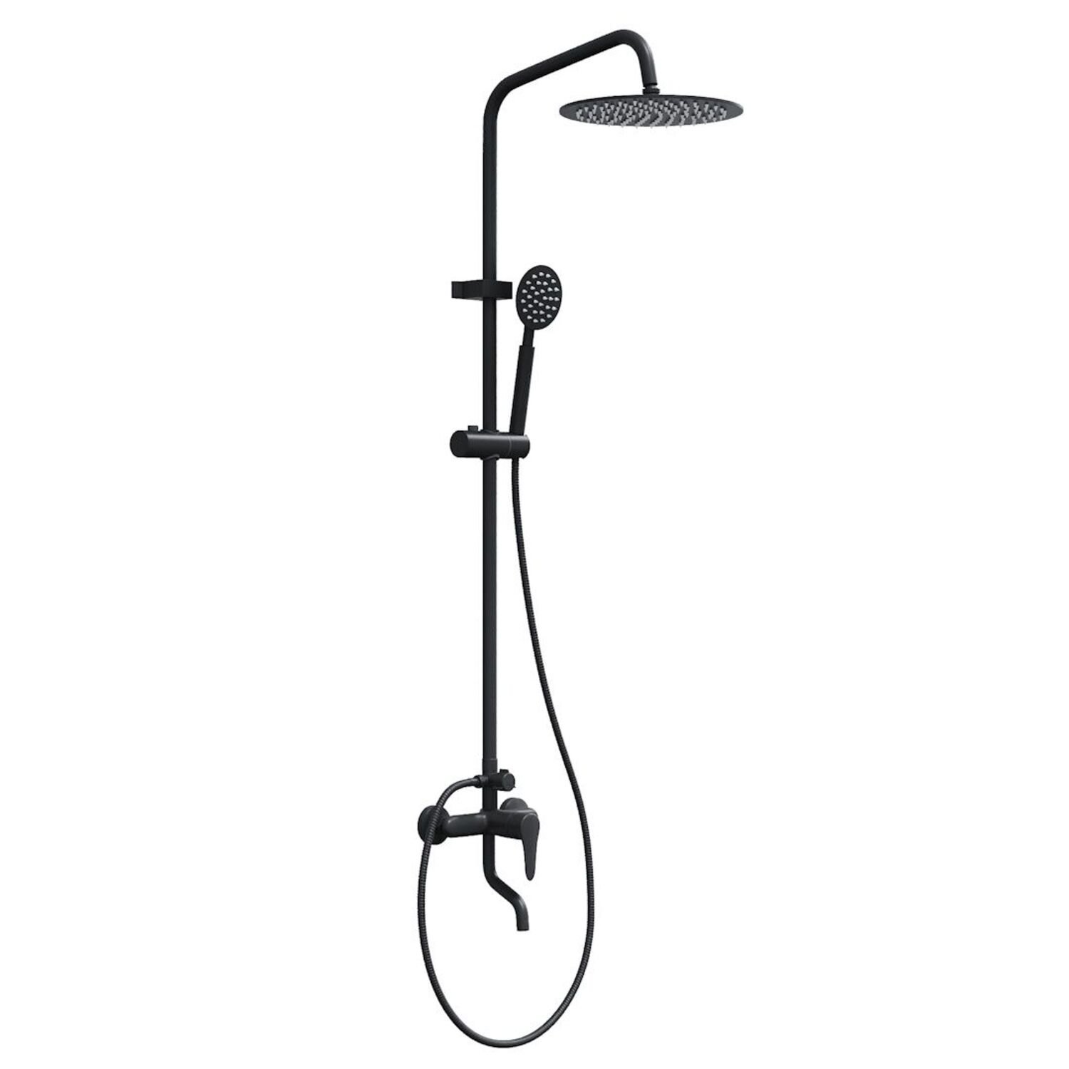 Душевая стойка JOKI Lava JK2267055, с верхним душем, смесителем, цвет черный матовый