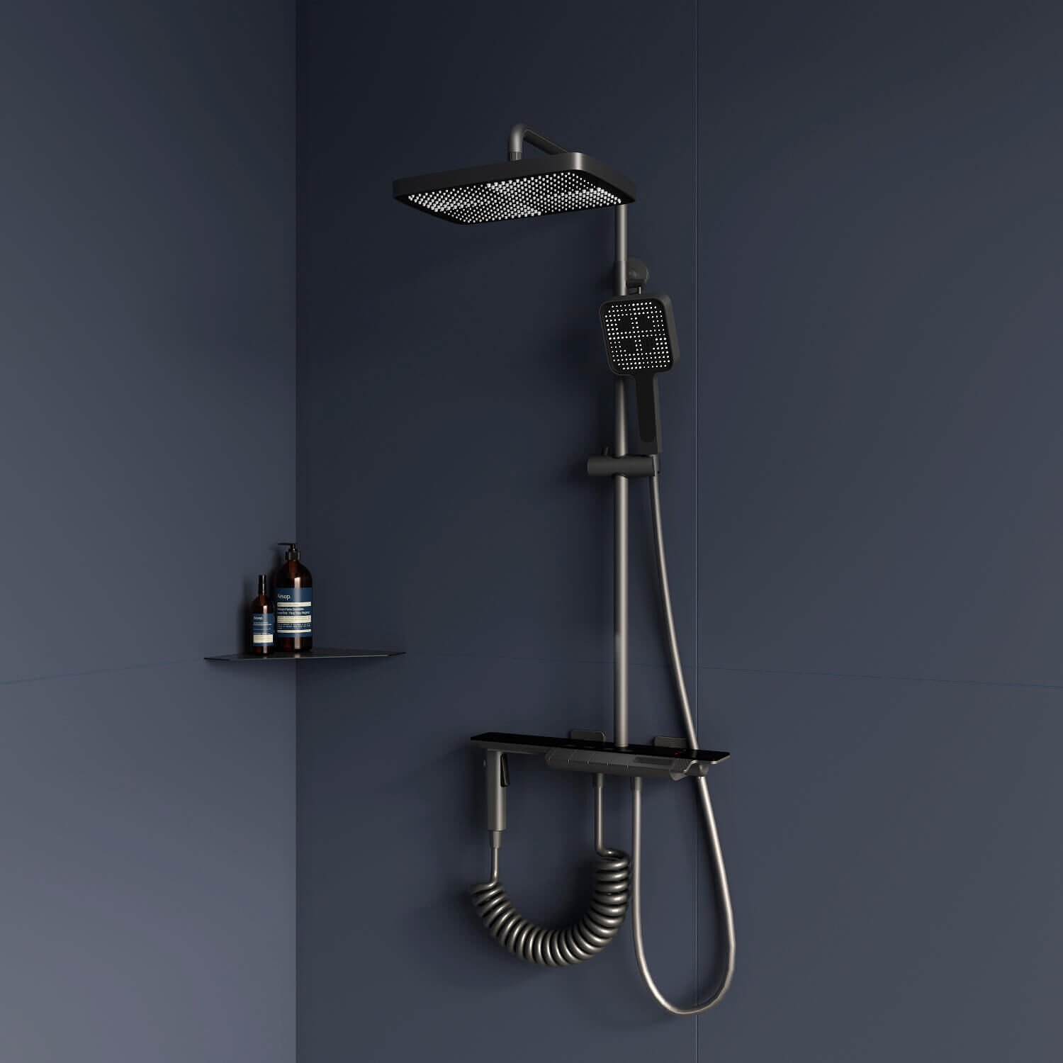 Душевая стойка RGW Shower Panels SP-35 GR, с верхним душем, термостатическим смесителем, цвет серый