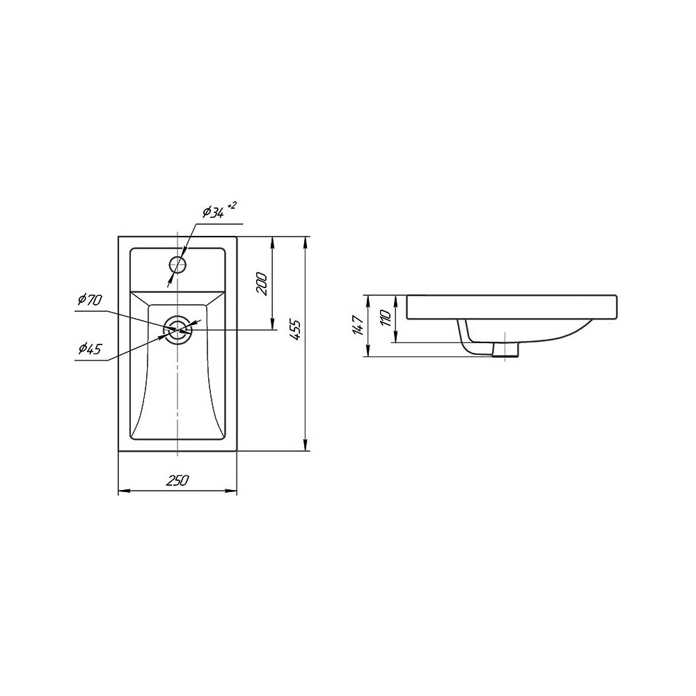 Мебель для ванной Оника Милтон 45, подвесная, цвет белый