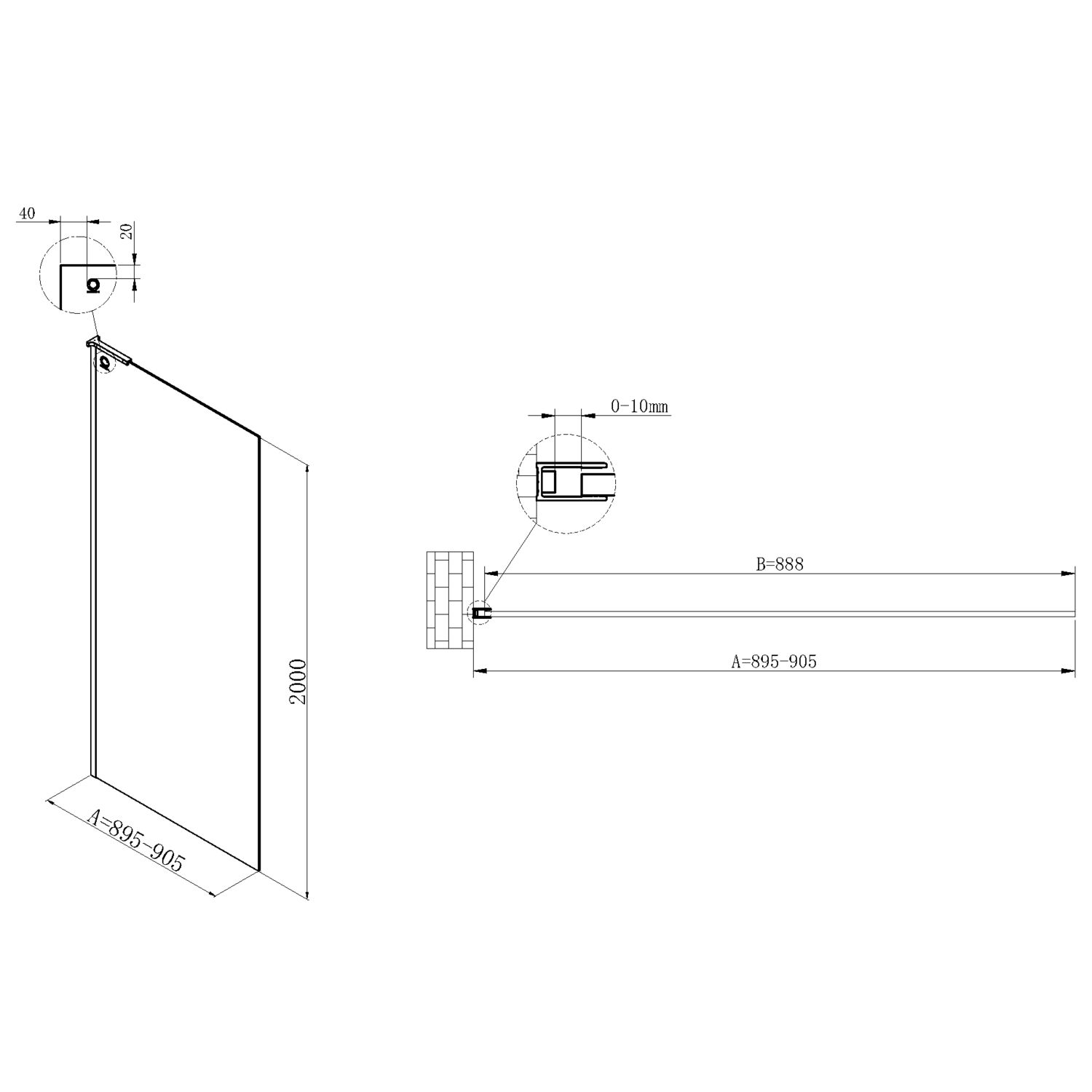 Душевая перегородка Vincea Walk-In VSW-7HA 90x200, стекло прозрачное, профиль хром - фото 1