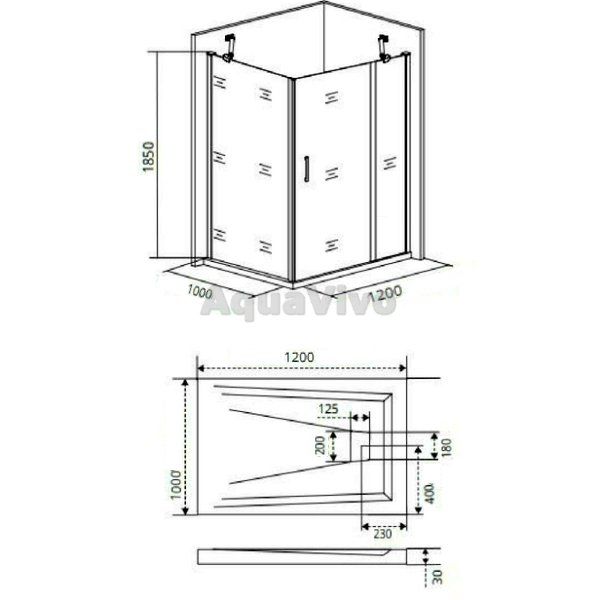 Душевой уголок Good Door Mokka WTW+SP-C-WE 120x100, стекло прозрачное, профиль белый - фото 1