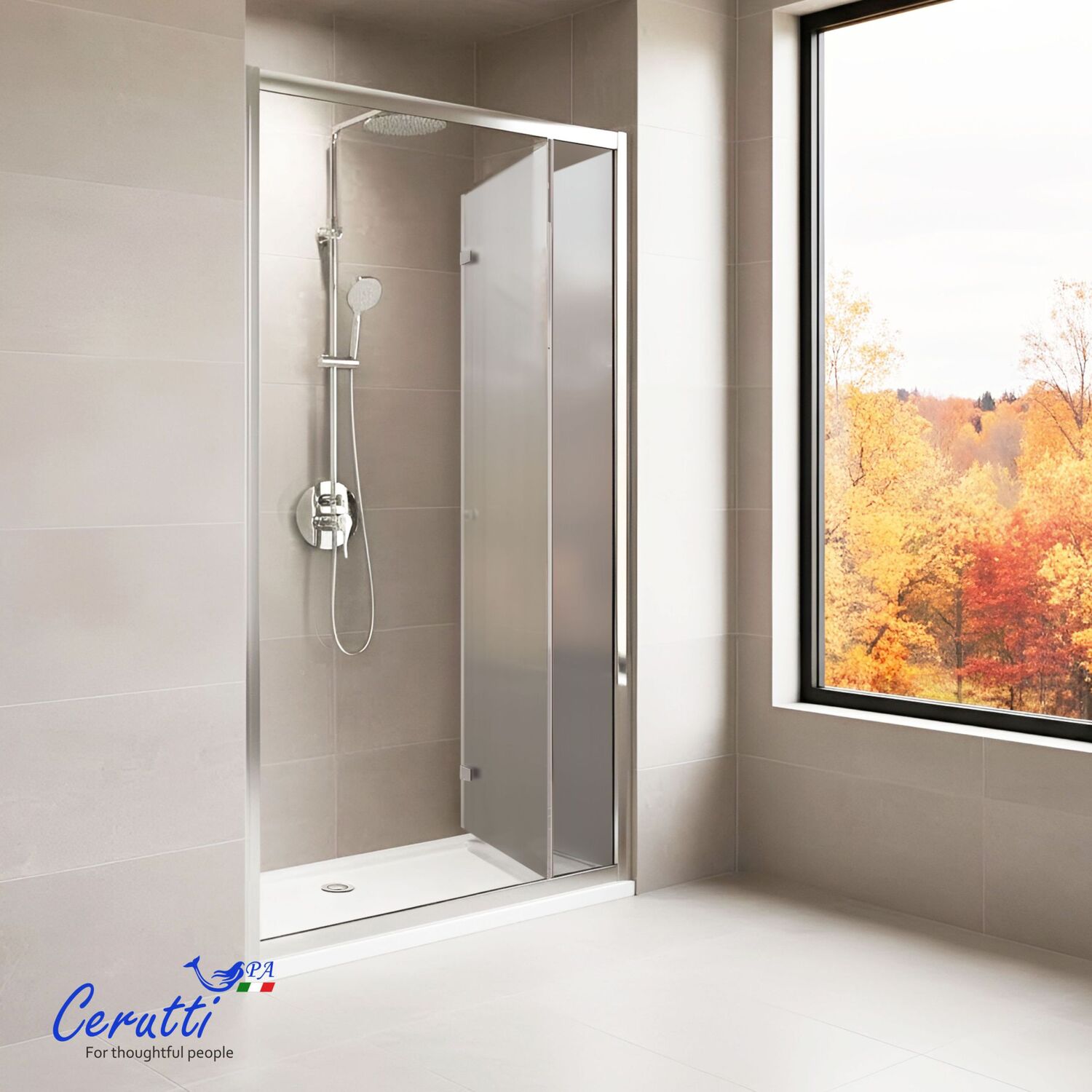 Душевая дверь Ceruttispa Bella D101F 100х195, стекло матовое, профиль хром