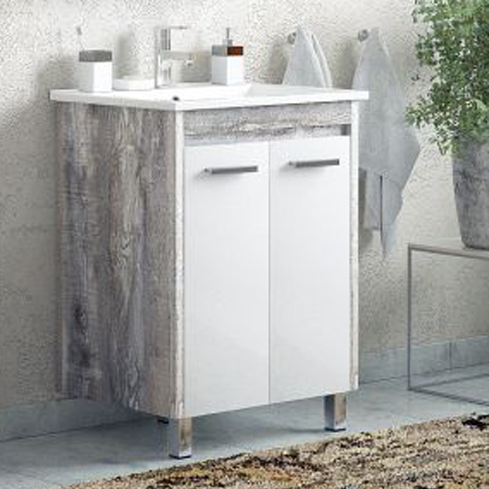 Тумба под раковину Corozo Лорена 65, цвет белый / антик - фото 1